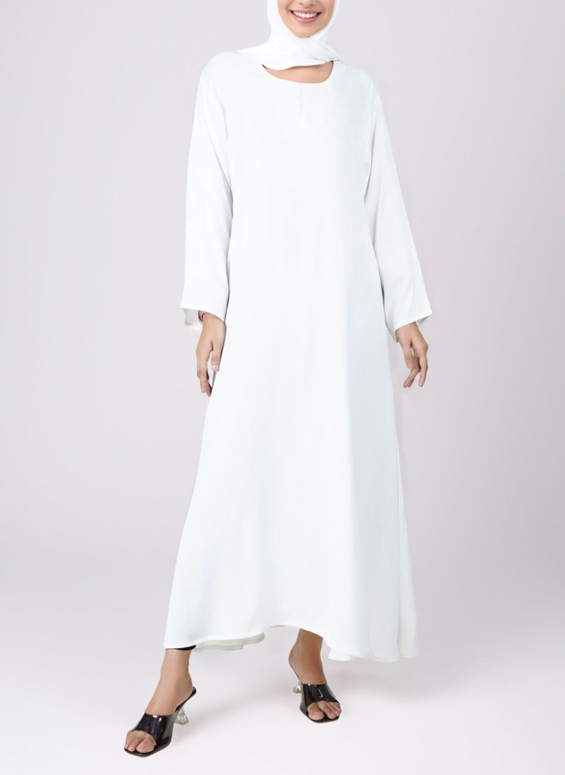 White Nida Pull Over Abaya - 0120-P-Big Flair