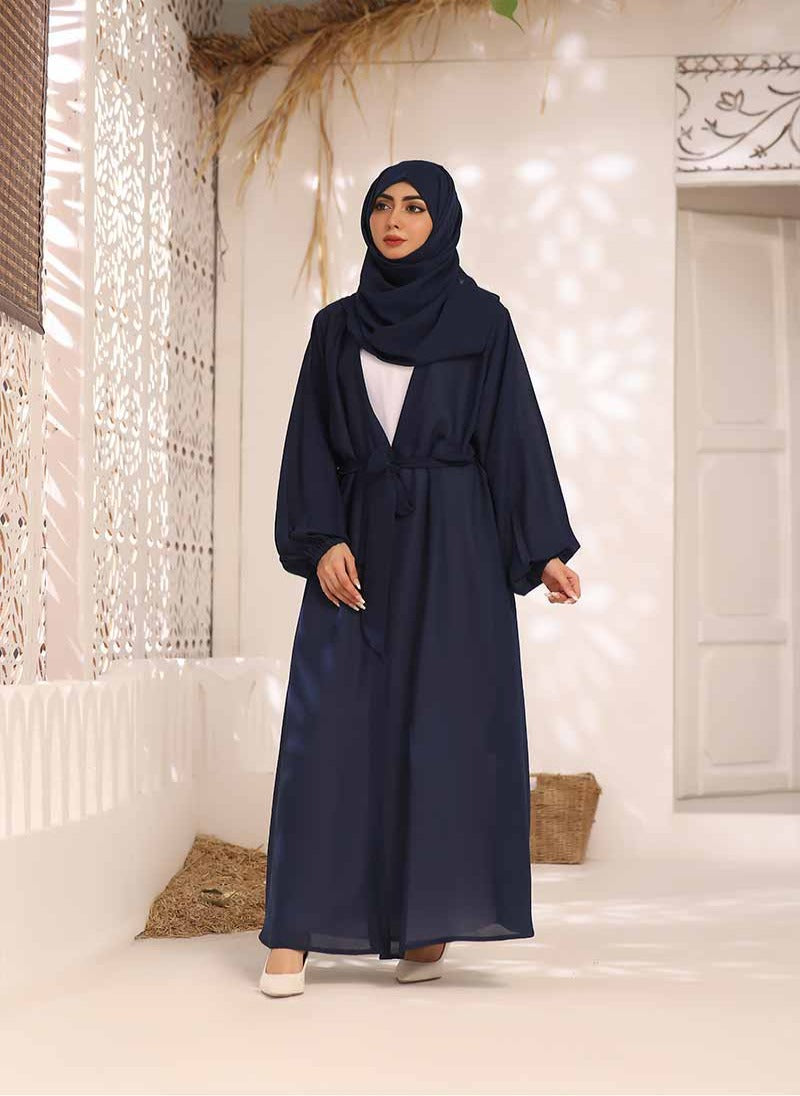 Royal Blue Double Georgette Double Brest Style Abaya
