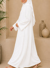 Classic Elegance White Front Open Kids Abaya | 0116-PR ZOOM