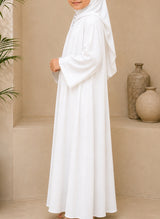 Classic Elegance White Front Open Kids Abaya | 0116-PR ZOOM