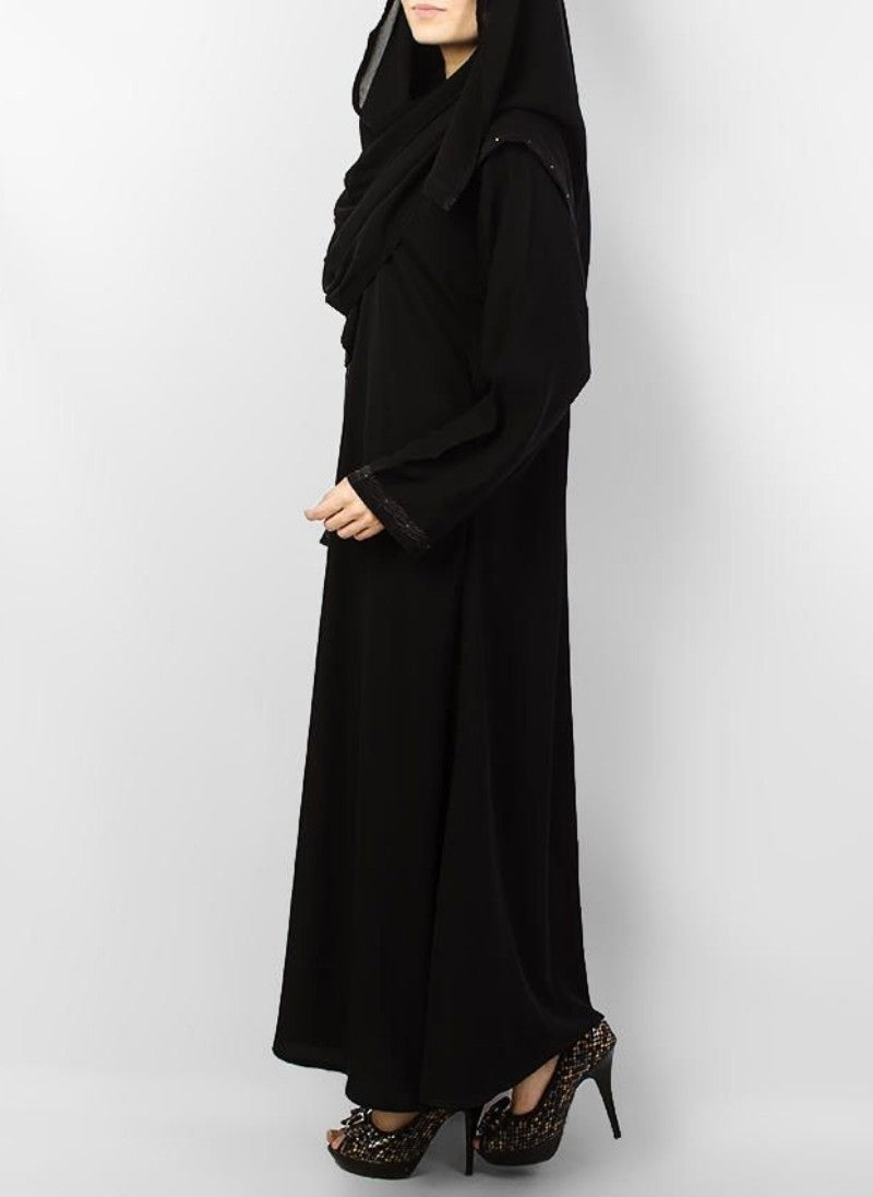 Black Polyester Embroidered Abaya 0116-M (2)
