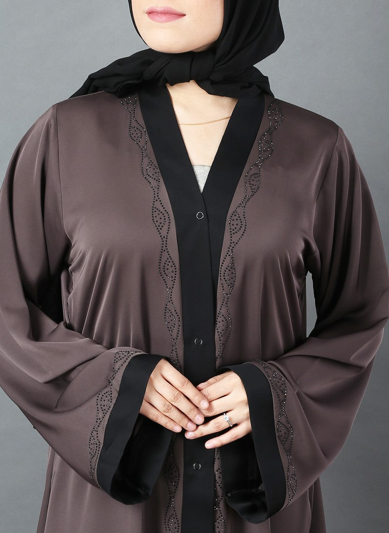 Hijabulhareem Designer Stone Work Nida Fabric Abaya 0116-RC-A331