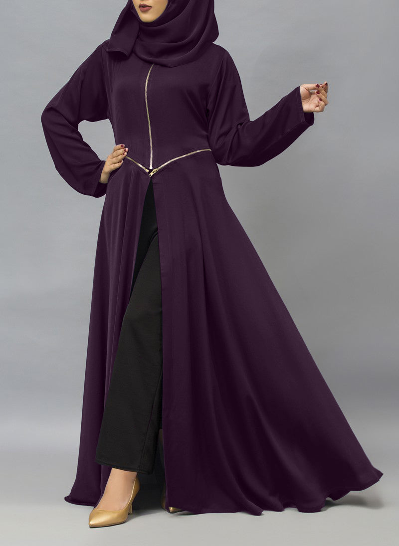 Hijabulhareem Color Nida Big Flare Designer Abaya 0120-R-956