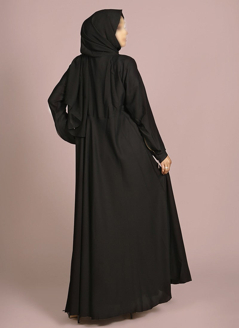 Black Zipper Style Designered Abaya 0120-R-969