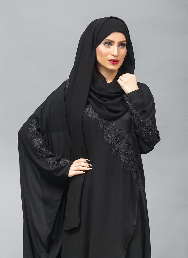 Hijabulhareem Nida and Wool Chiffon Designer Abaya 0120-RC-904