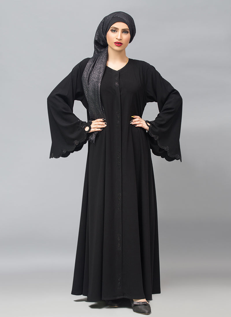 Hijabulhareem wool peach Designer Abaya 0121-C-946