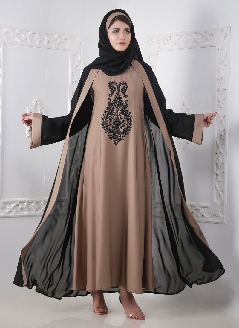 Classical Embroidered 2 Layer Abaya 0122-MR-175