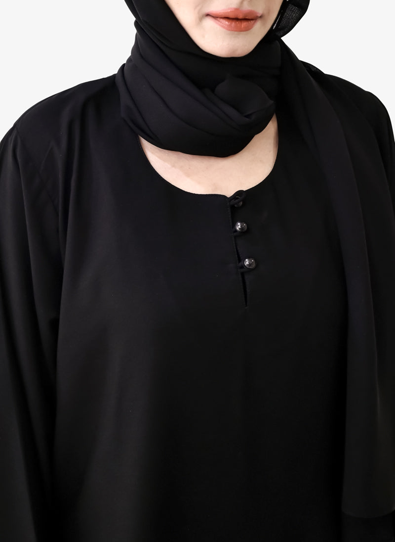Black Arabis Plain Designered Abaya 0120-P