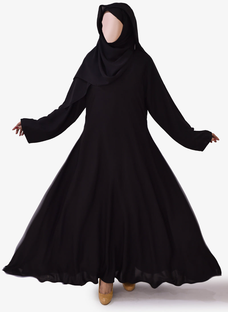 Hijabulhareem Black Pull Over Abaya 0120-P Big Flare