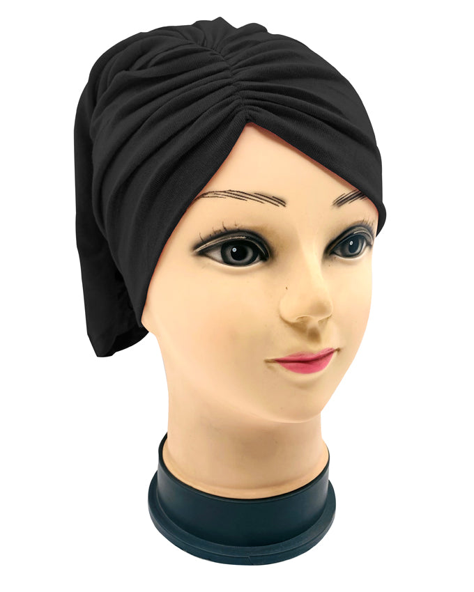 Black Side Parting Hijab Cap