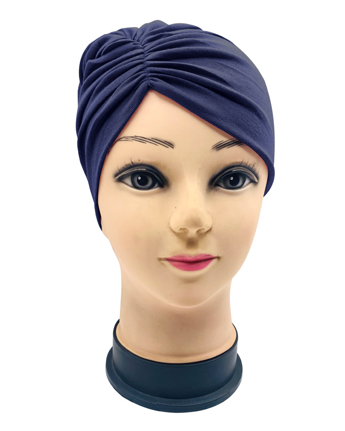 Navy Blue Side Parting Hijab Cap