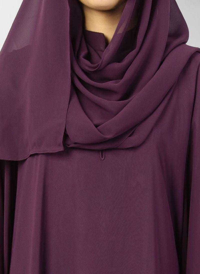 Purple Jilbab Style Chiffon Double Fabric Abaya JILBAB-C