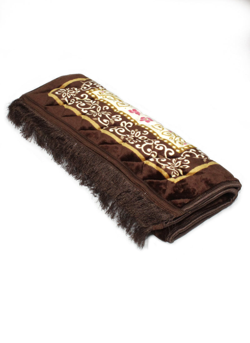 Brown Velvet Foam Quilted Jai Namaz ( Prayer Mat )