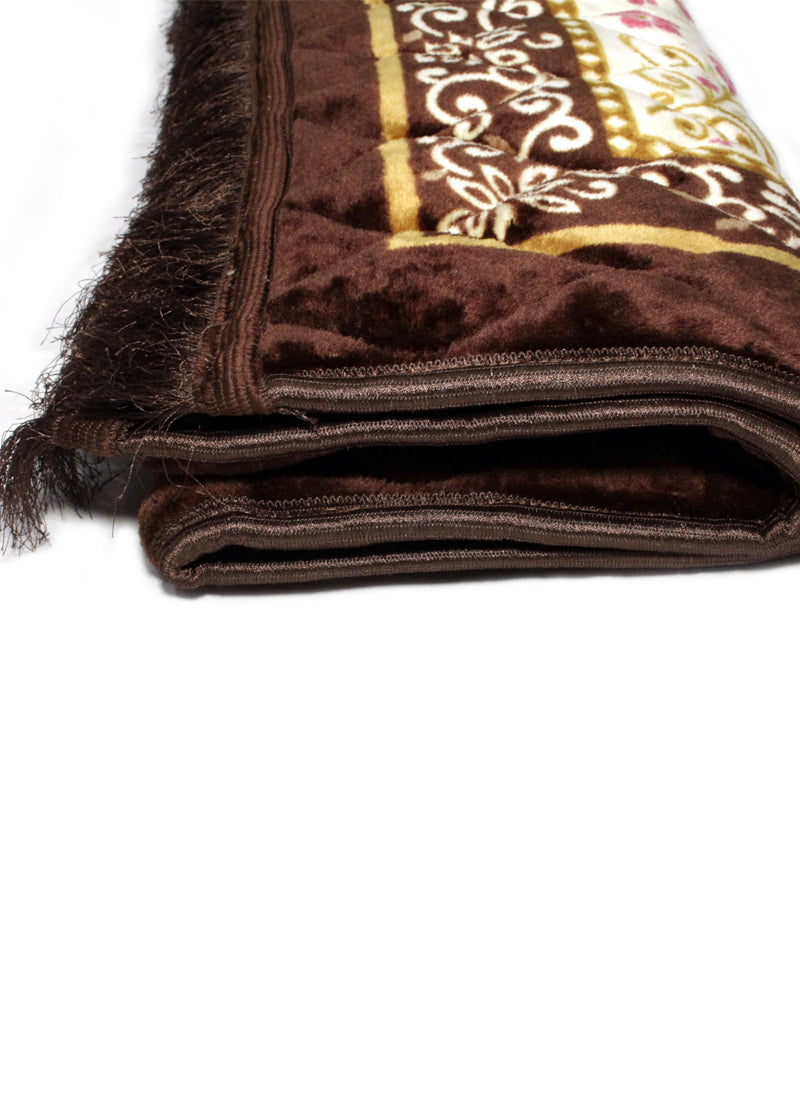 Brown Velvet Foam Quilted Jai Namaz ( Prayer Mat )