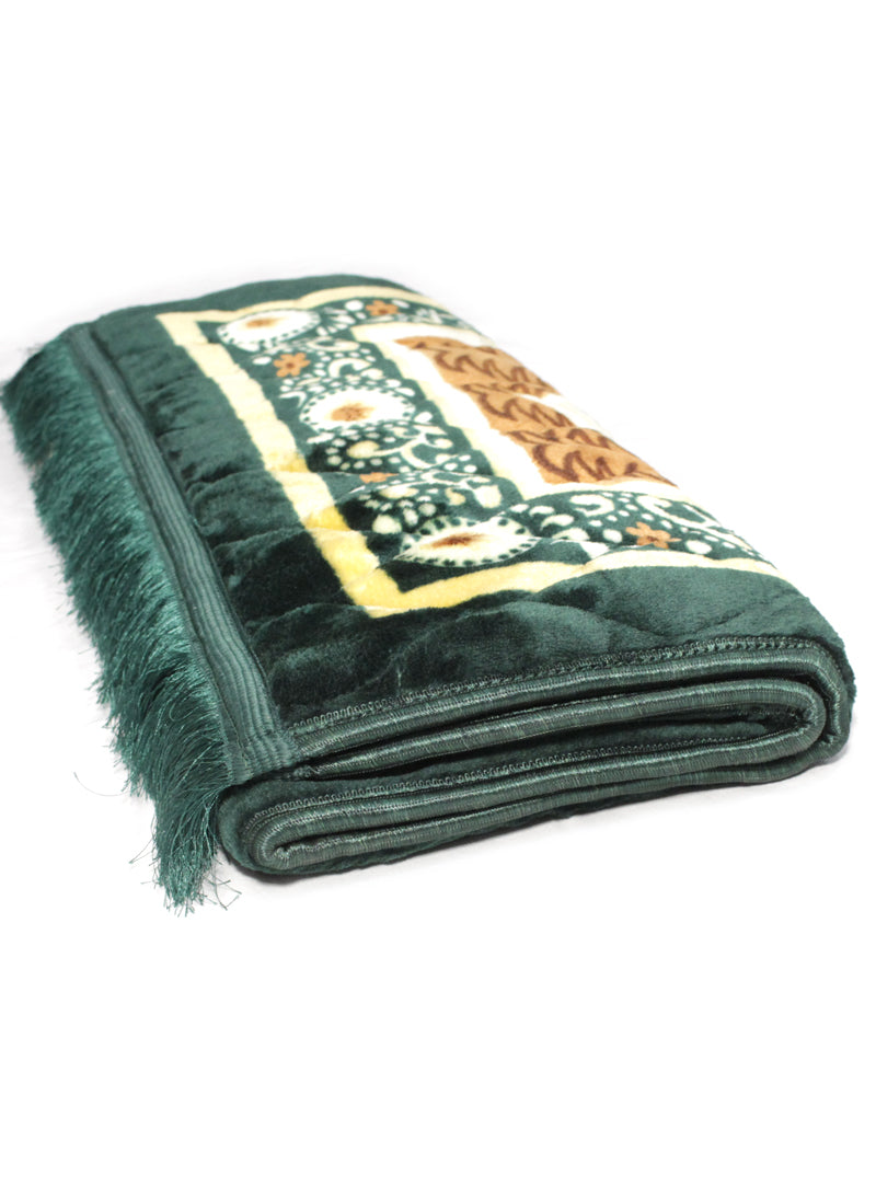 Green Velvet Foam Quilted Jai Namaz ( Prayer Mat )