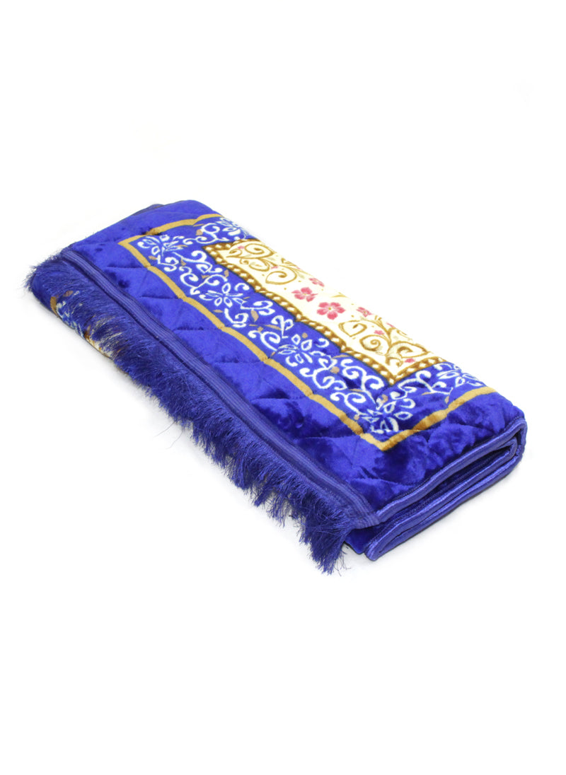 Blue Velvet Foam Quilted Jai Namaz ( Prayer Mat )