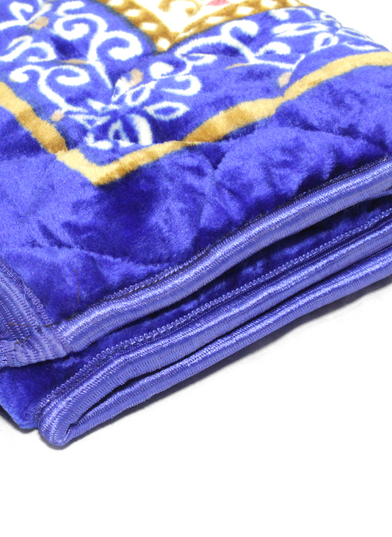 Blue Velvet Foam Quilted Jai Namaz ( Prayer Mat )