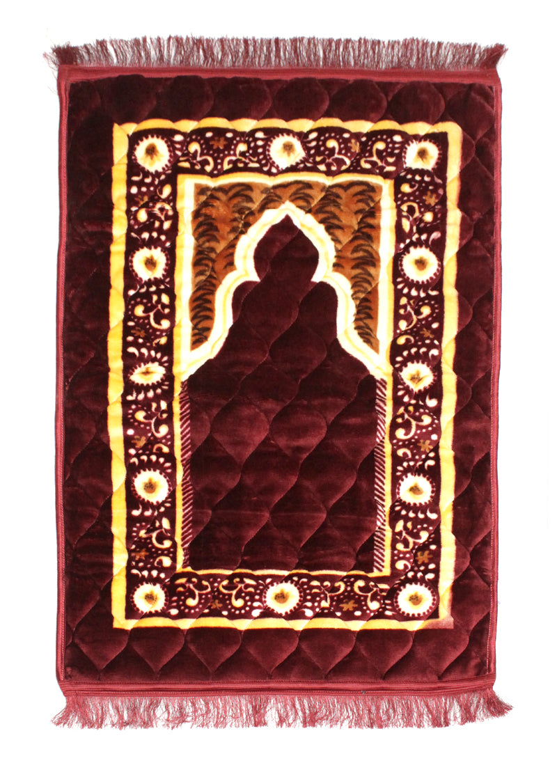 Red Velvet Foam Quilted Jai Namaz ( Prayer Mat )
