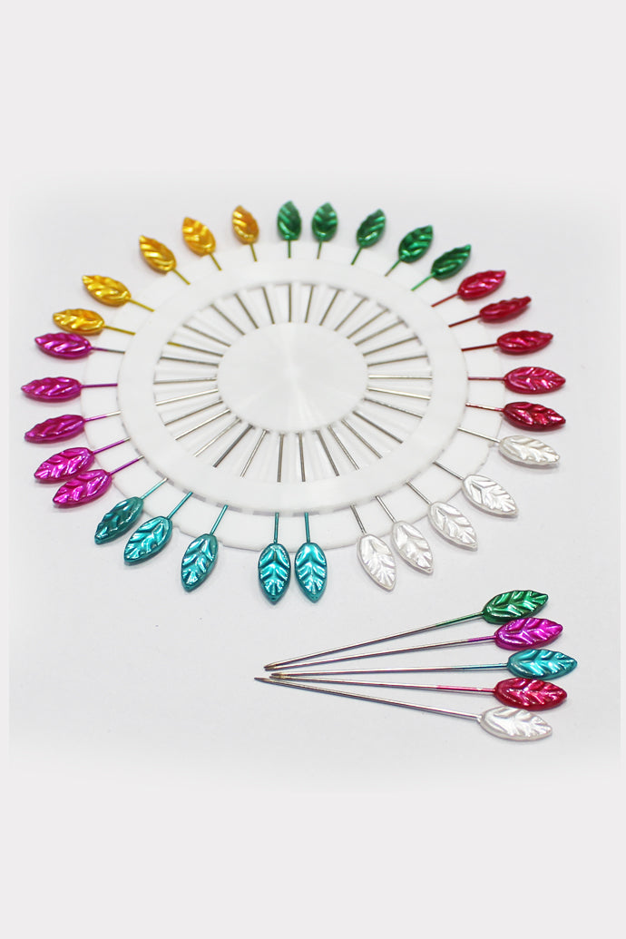 Ring Pins Big 30 Pcs Pkt Multi Color Leaf Shaped