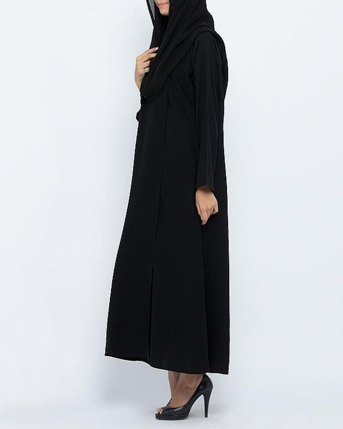 Circular Collar Black abaya