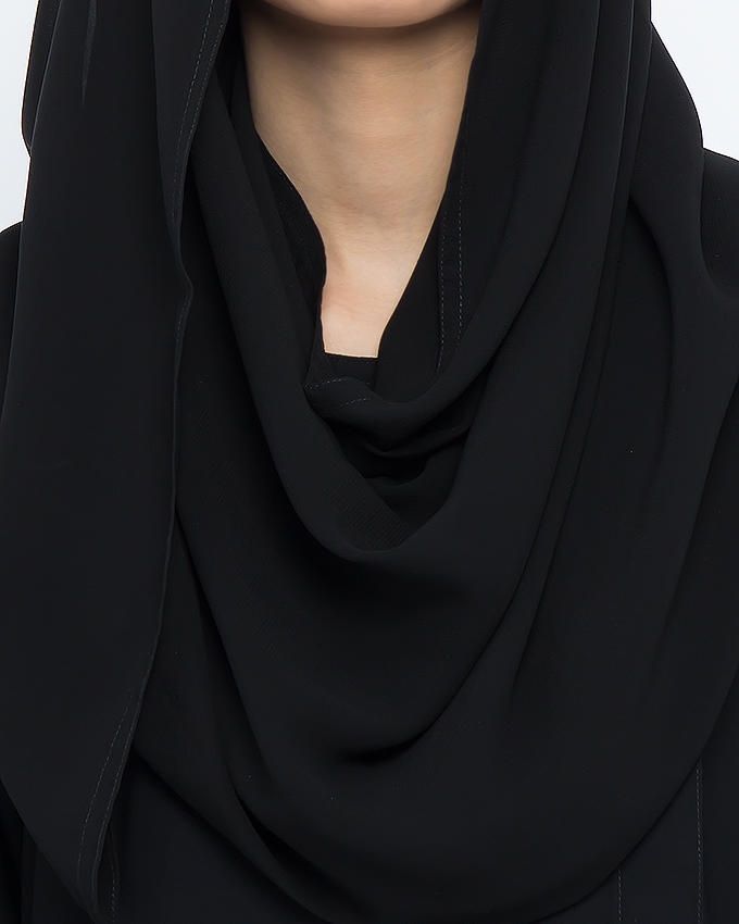 Circular Collar Black Stylish Abaya 0117-P